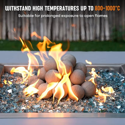 Stanbroil 2 inch Ceramic Balls, Set of 25 Round Balls, Modern Accessory for Indoor or Outdoor Fire Pits Fire Bowl and Fireplace, Gray