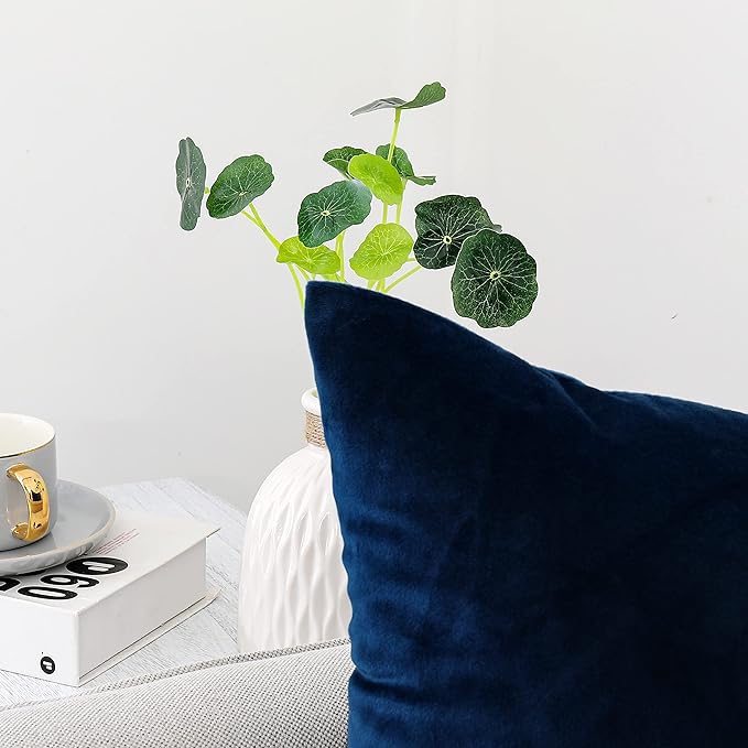 NiNi ALL Decorative Throw Pillow Covers Velvet Dark Blue Cover 18x18 Inch Pack of 2 Navy Blue Cushion Covers Soft for Couch Sofa Bedroom Living Room
