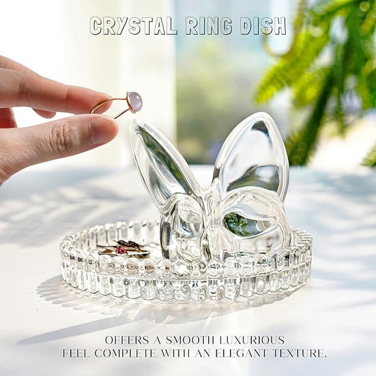 H&D HYALINE & DORA 4 Inch Butterfly Ring Holder Dish Butterfly Gifts for Women Glass Rings Tray Wedding Ring Holder Engagement Gifts
