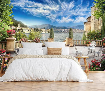 Landscaped Courtyard Mural, Wallpaper can be Used to Decorate Rooms, Living Rooms, Bathroom backdrops（Non-self-Adhesive）