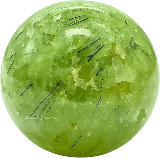 Amazing Gemstone Prehnite Crystal Ball with Stand - 1.5 Inches Crystal Sphere Meditation Balls for Witchcraft and Decorative Balls