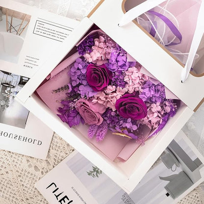 Preserved Flowers Bouquets That Last 3-5 Years Real Forever Flowers Rose Bouquet for Mom Anniversary Birthday Thanksgiving Christmas Gift for Women Grandma Wife Friends Her