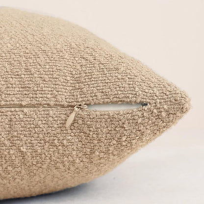 Jeneoo Khaki Decorative Square Thick Throw Pillow Covers Fine Textured Boucle Couch Cushion Cases for Sofa Decor, Set of 2, 18 x 18 Inch