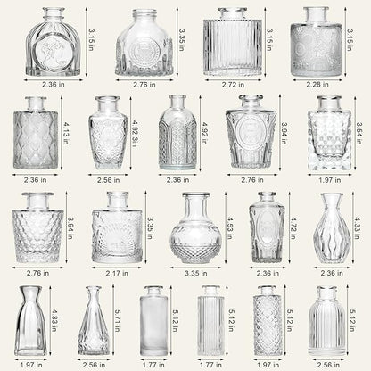 Arme Glass Bud Vase Set of 32 Pcs，Small Glass Vases for Flowers，Clear Bud Vases in Bulk，Vintage Vases for Centerpieces，Small Glass Bud Vase for Rustic Wedding Decorations，Home Table Flower Décor