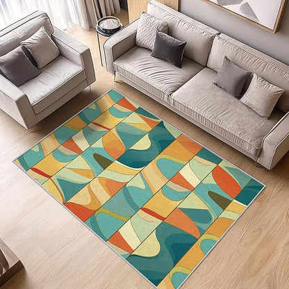 Abstract Rug 6x9 - Abstract Rug, 6x9 Rug, Colorful Swirl Area Rug & Room Decor, Psychedelic Carpet & Home Decor, Washable Non Slip Anti Skid Rugs
