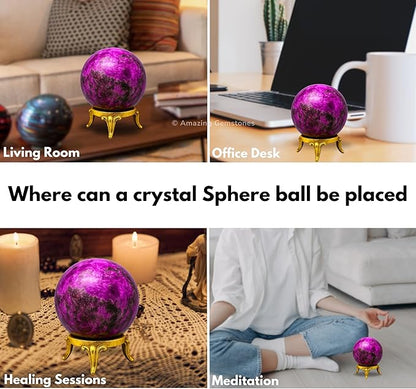 Amazing Gemstone Cobalt Calcite Crystal Ball with Stand - 1.5 Inches Crystal Sphere Meditation Balls for Witchcraft and Decorative Balls