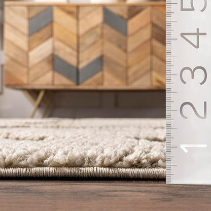 Nuloom Marissa Beige/Ivory, 2'8" x 8', Diamond, Tassel, Soft and Cozy, High Traffic, Stain Resistant, Easy Clean, Durable Runner for Bedroom, Living Room, Dining Space, Den, Foyer, Entryway