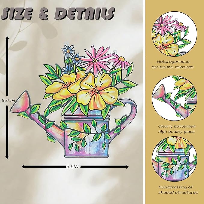 Flower Sun Catchers Indoor Window, Stained Glass Suncatcher Window Hanging, Flower Suncatchers for Nana/Mom/Women (UV Printed)