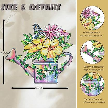 Flower Sun Catchers Indoor Window, Stained Glass Suncatcher Window Hanging, Flower Suncatchers for Nana/Mom/Women (UV Printed)