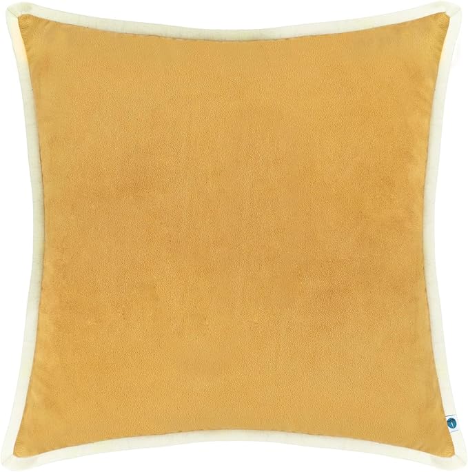 FINGERCRAFT Decorative Throw Pillow Cover Pack of 2 Soft Velvet Cushion Cover, Sofa and Bedroom Pillow Case 18" x 18" Gold