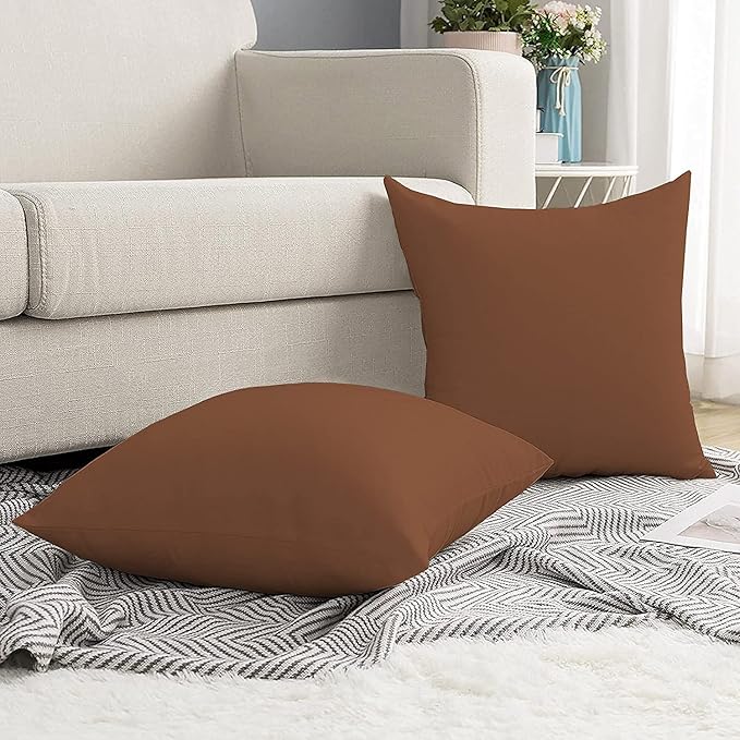 Upgrade Your Bedding Experience with The Made of 100% Cotton Euro Shams 2 Pack Cushion Cover 32"x 32" Size fits Decorative Cover. Envelope Closure Chocolate