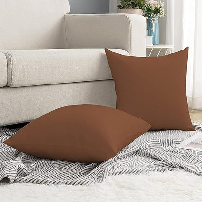 Upgrade Your Bedding Experience with The Made of 100% Cotton Euro Shams 2 Pack Cushion Cover 32"x 32" Size fits Decorative Cover. Envelope Closure Chocolate