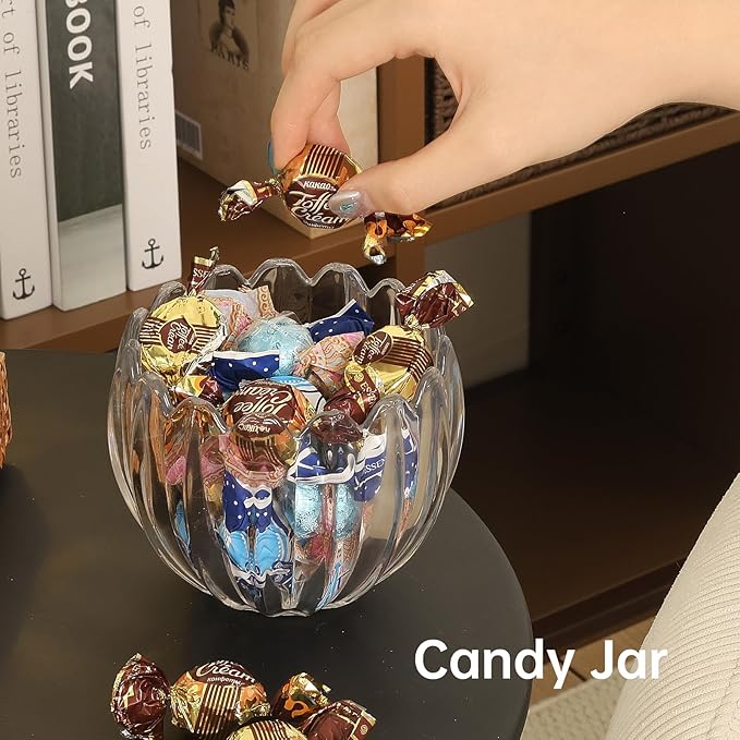 Tulip Storage Container, Jewelry Catchall Bowl, Ring Holder Jewlery Tray Trinket Dish, 5" Dia. * 4.25" H, Clear Glass, Thick and Exquisite, 2 Pack