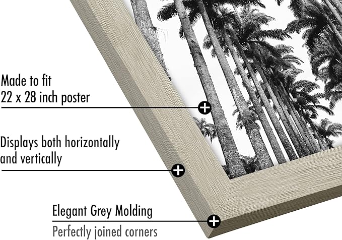 Americanflat 22x28 Poster Frame with Polished Plexiglass - Wide Picture Frames Made of Engineered Wood for Vertical or Horizontal Wall Display - Epic Collection - Grey