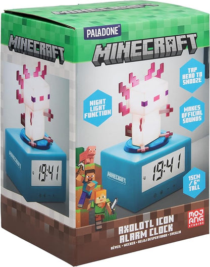 Paladone Minecraft Axolotl Digital Alarm Clock with Night Light – Officially Licensed Gaming Decor, for Kids & Teens’ Bedrooms, Game Rooms, Minecraft Fans