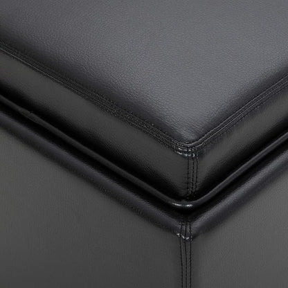 CHITA Storage Ottoman Cube with Tray Lid, Small Footstool with Storage, Square End Table for Living Room and Bedroom, Faux Leather in Black