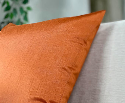 Aiking Home 20x20 Inches Faux Silk Square Throw Pillow Cover, Zipper Closure, Orange (Set of 2)