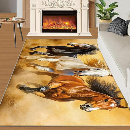 Horses 6x9 Area Rugs for Living Room Stouts Washable Rug Desert Landscape Rug Non Slip Low Pile Soft Area Rugs for Bedroom Bedside Dining Room Kids