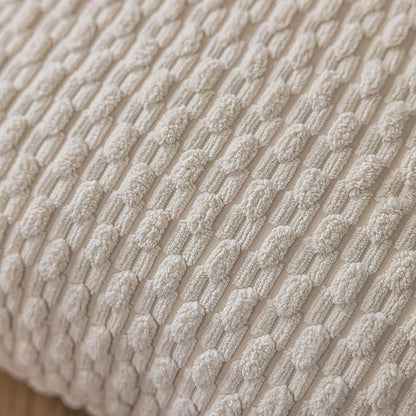 Kevin Textile Pack of 2 Corduroy Decorative Throw Pillow Covers 22x22 Inch Soft Boho Striped Pillow Covers Modern Farmhouse Home Decor for Spring Sofa Living Room Couch Bed Cream White