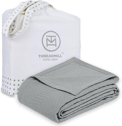 Threadmill Luxury Cotton Blankets for Queen Size Bed | All-Season 100% Cotton Queen Size Blanket | Aster Jacquard Cozy Lightweight, Soft Breathable Coverlet fits Full Size Bed, 90x92 | Scottish Grey