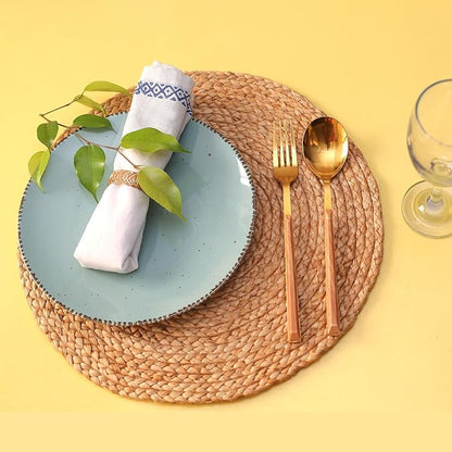 Eco Crave Jute Round Woven Placemats Set of 6, Natural 13 Inch Boho Farmhouse Rustic Hand Woven Place mat for Dining Table Decor, Wicker Chargers Heat Resistant Easy to Clean and Non-Slip Placemat