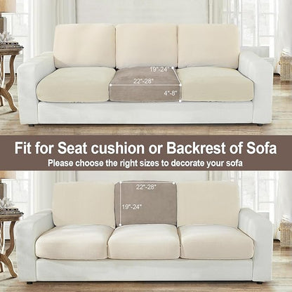 NAISI Couch Cushion Covers 1 Piece Velvet Stretch Sofa Seat Covers or Backrest Covers Soft Individual Couch Covers for Sectional Sofa(1 PC for Seat Cushion or Backrest,Taupe)