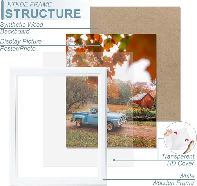 KTKDE 8x8 Picture Frame Set of 3, White Wooden frames, Wall Hanging for Tapletop Display, Best Square Photo Frame Studio Gallery for Photos, Posters & Art Prints