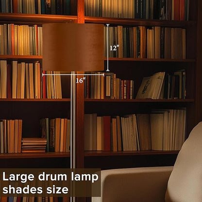 GO&SO Large Lampshade Replacement,Burnt Orange Velvet Drum Lamp Shades Set of 1-16" Top x 16" Bottom x 12" High(Spider)- Modern Fabric Lampshade for Floor Lamps,Table Lamp -Assembly Require