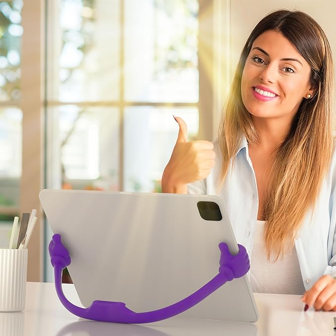 Honsky Adjustable Tablet Stand, Portable Phone Holder for Desk Bed - Multi-Angle Drawing Stand Compatible with All Tablets (2 Pack Purple)