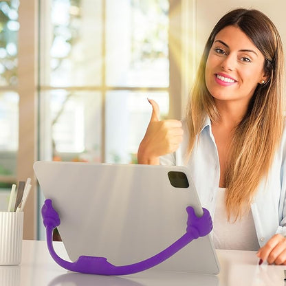 Honsky Adjustable Tablet Stand, Portable Phone Holder for Desk Bed - Multi-Angle Drawing Stand Compatible with All Tablets (Purple & Yellow)