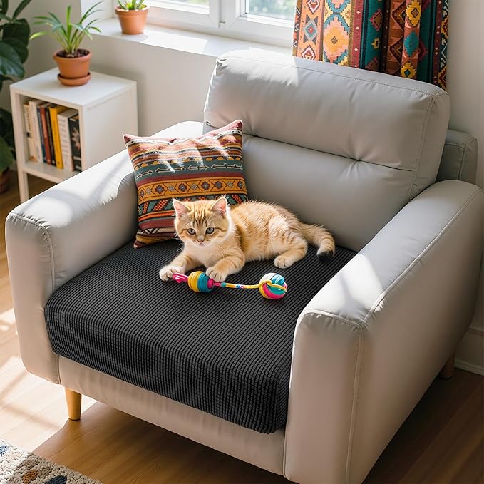 Hokway Couch Cushion Covers Stretch Cushion Covers Sofa Seat Cushion Slipcover Cushion Protector(Black, Small)