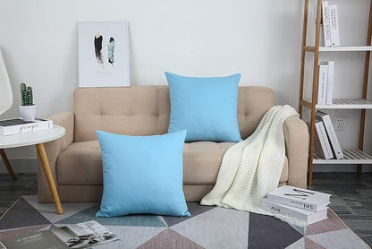 TangDepot Handmade Decorative Solid 100% Cotton Canvas Throw Pillow Covers/Pillow Shams, (16"x16", Sky Blue)