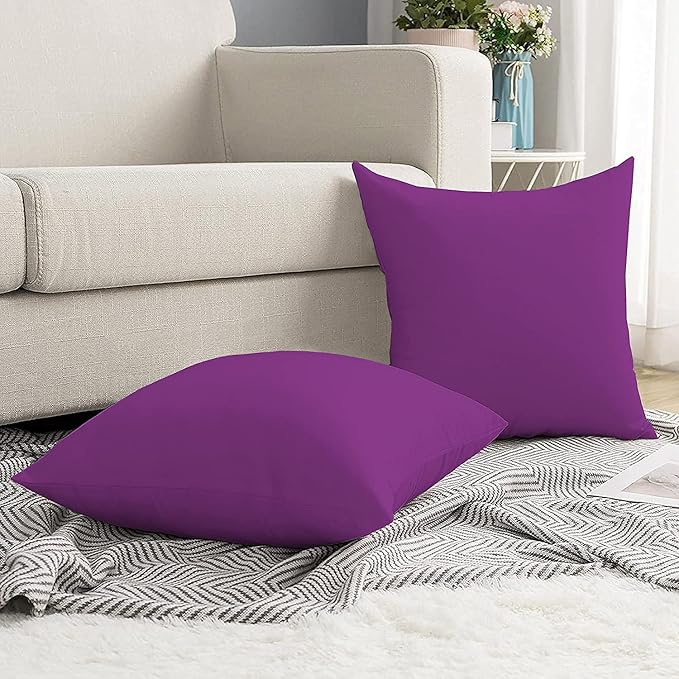 Upgrade Your Bedding Experience with The Made of 100% Cotton Euro Shams 2 Pack Cushion Cover 26"x 26"Size fits Decorative Cover. Envelope Closure Purple