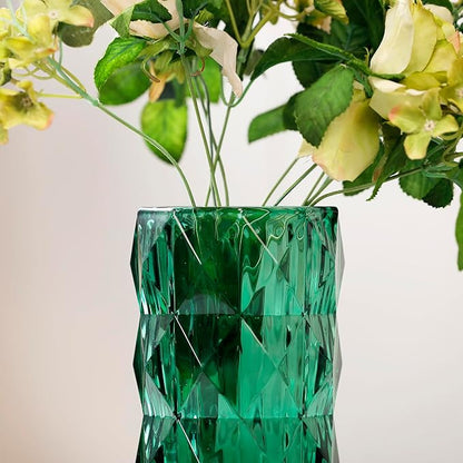 Flower Vase for Decor Glass Green Vase 11" Tall