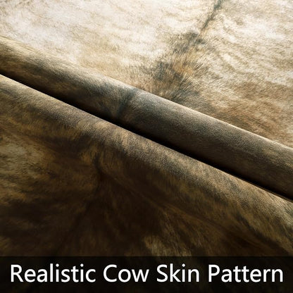 AROGAN Western Decor Faux Fur Cowhide Rug, 3.6 x 2.3 Feet Premium Animal Skin Cow Hide Rug, Sturdy Cow Print Rugs for Wall Decor, Western Floor Carpet for Bedroom Living Room, Brownish