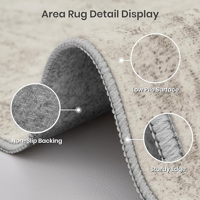 Valenrug Washable Rug 4x6 - Stain Resistant 4x6 Area Rugs for Living Room, Non Slip Backing Printed Rugs for Bedroom, Folable Machine Washable Area Rug(4'x6', Beige)