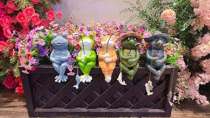 9.5" Frog Fishing Garden Sculptures & Statues, Stone Look Sculpture, Whimsical Lawn Yard Art, Funny Pond Fisherman Statue, Resin Animal Decorative Figurine, for Frog Fishing Lovers