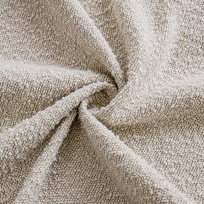 Foindtower Decorative Textured Boucle Throw Pillow Covers Accent Solid Pillow Cases Neutral Soft Cozy Couch Cushion Case for Chair Sofa Bedroom Living Room Home Decor 24 x 24 Inch,Light Beige