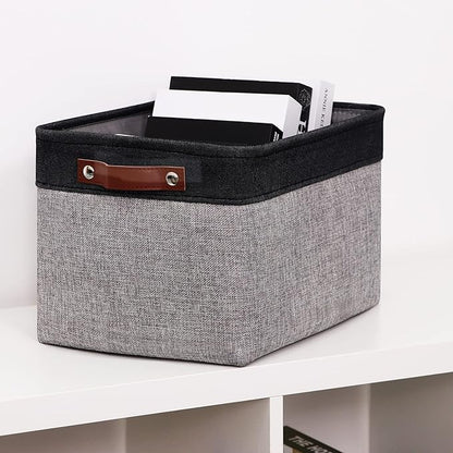 HNZIGE Storage Basket Bins(3 Pack) Large Collapsible Storage Baskets for Organizing Shelf Closet Bedroom, Perfect Storage Bin with Handles for Closet, Clothes, Toy?Black & Gray, 15" x 11" x 9.5")