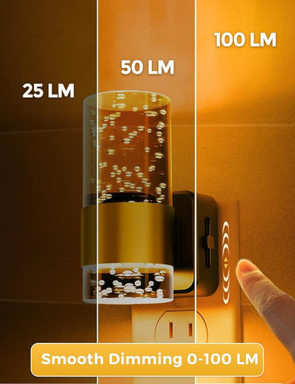 Night Light, 1-Pack Modern Night Lights Plug into Wall, Dimmable Amber Night Light with Auto Light Sensor, Wall Sconce-style Design Nightlight for Bathroom,Bedroom,Hallway