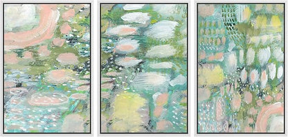 MUDECOR Framed Wall Art Print Set Vibrant Textured Abstract Multi-Colored Illustrations Modern Art Boho Decorative Colorful Chic for Living Room, Bedroom, Office - 24"x36"x3 White