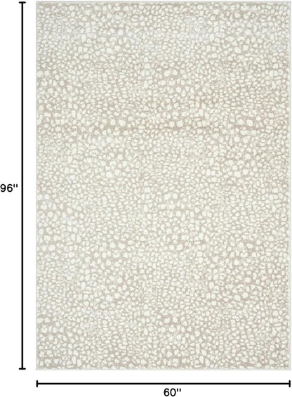 Abani Beige Cheetah Print 5'3" x 7'6" Area Rug Rugs, Arto Collection - Contemporary Durable Accent Rug