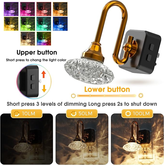 L LOHAS LED Night Lights Plug into Wall,2 Pack 10-Color Changing RGB Floral Night Lights, Dusk to Dawn,3 Brightness Levels,Rotatable Plug in Nightlight for Bedroom, Nursery, Hallway, Gift