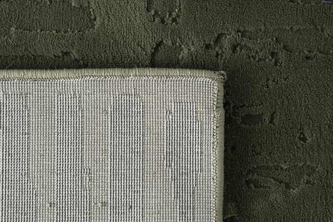 Revival Rugs Shell 3'11"x6'1" Machine Washable Area Rug for Kitchen Bedroom - 100% Recycled Oeko-TEX Certified, Medium Pile, Green