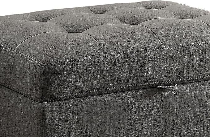 CHARMMA Grey Storage Ottoman, Grey, 33.00x25.00x19.50in