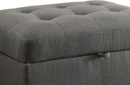 CHARMMA Grey Storage Ottoman, Grey, 33.00x25.00x19.50in