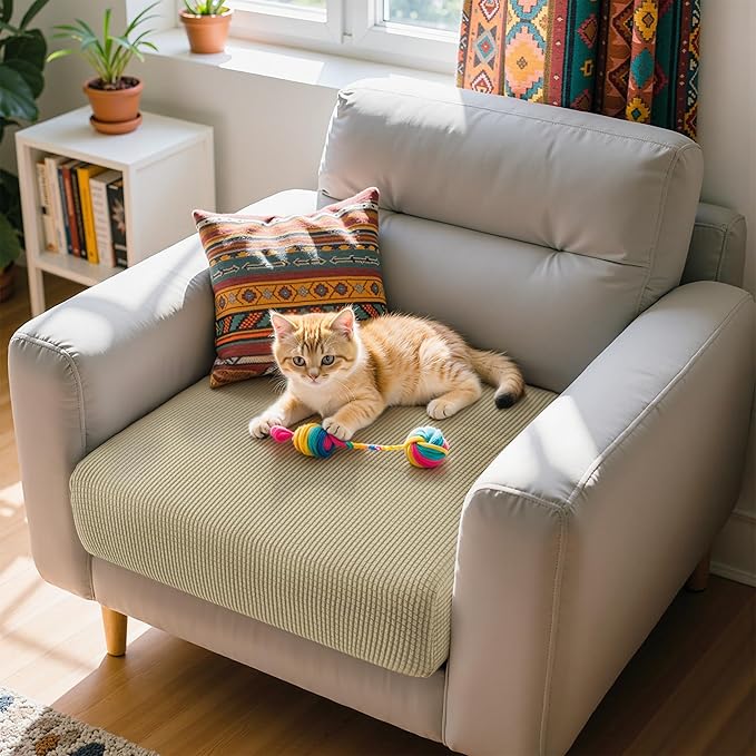 Hokway Couch Cushion Covers Stretch Cushion Covers Sofa Seat Cushion Slipcover Cushion Protector(Sand, Small)