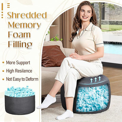 AS AWESLING Round Ottoman Foot Rest Pouf for Living Room Couch - Soft Plush Hassock