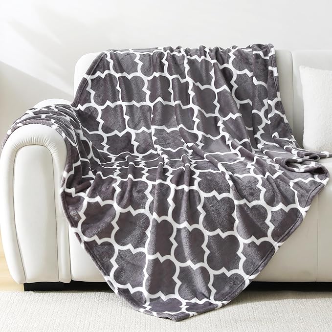 Viviland Geometry Throw Blanket - 280GSM Lightweight Soft Fuzzy Cozy Plush Blankets Throw Blanket for Couch Sofa Bed, 50x60 inches