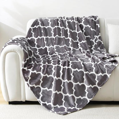 Viviland Geometry Throw Blanket - 280GSM Lightweight Soft Fuzzy Cozy Plush Blankets Throw Blanket for Couch Sofa Bed, 50x60 inches